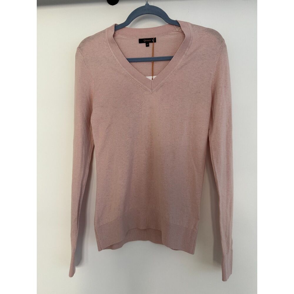 Quince Lightweight Cotton Cashmere V-Neck Sweater XS NWT